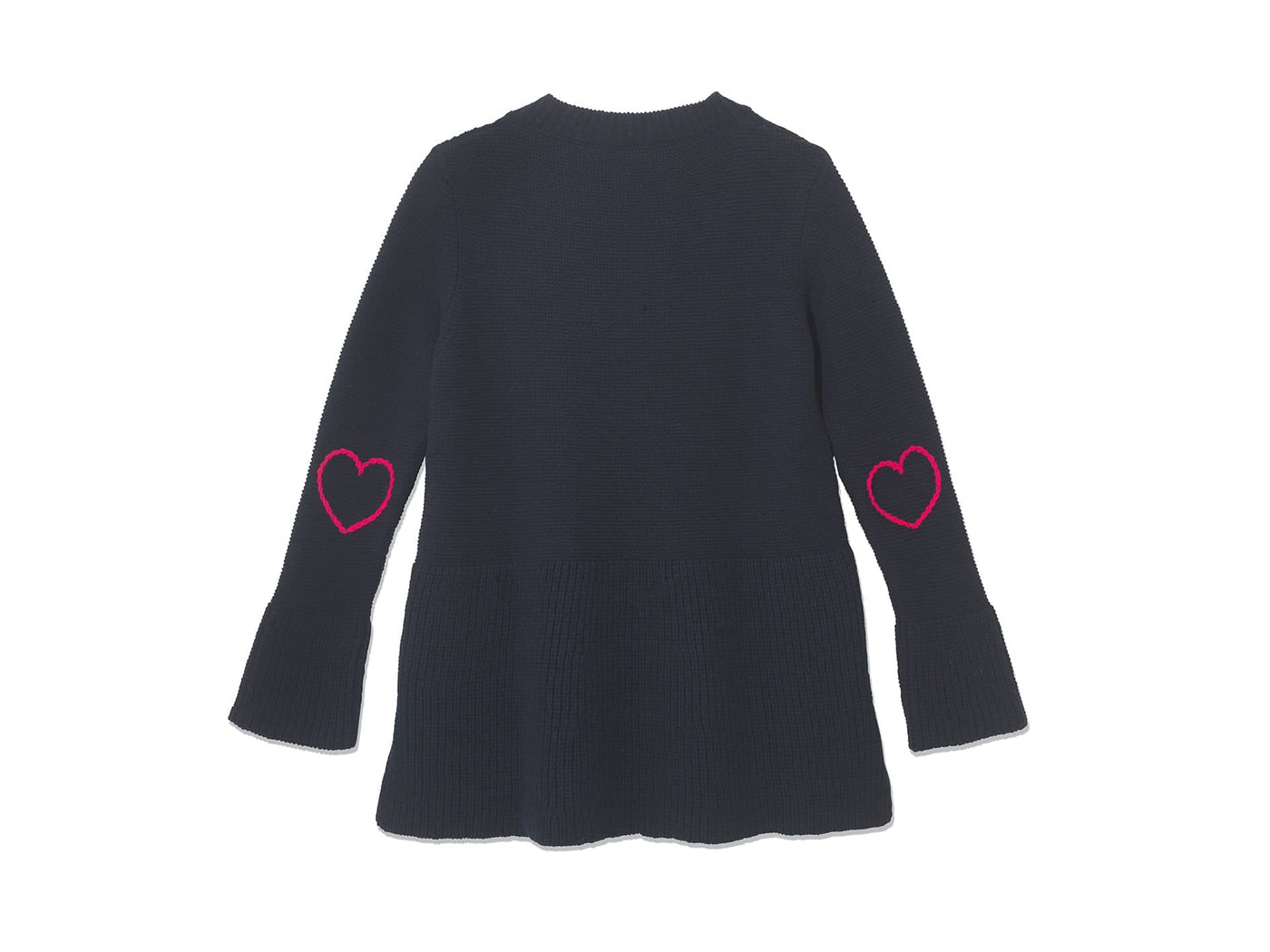 Teddy Sweater with Heart Elbow Patch  - Navy