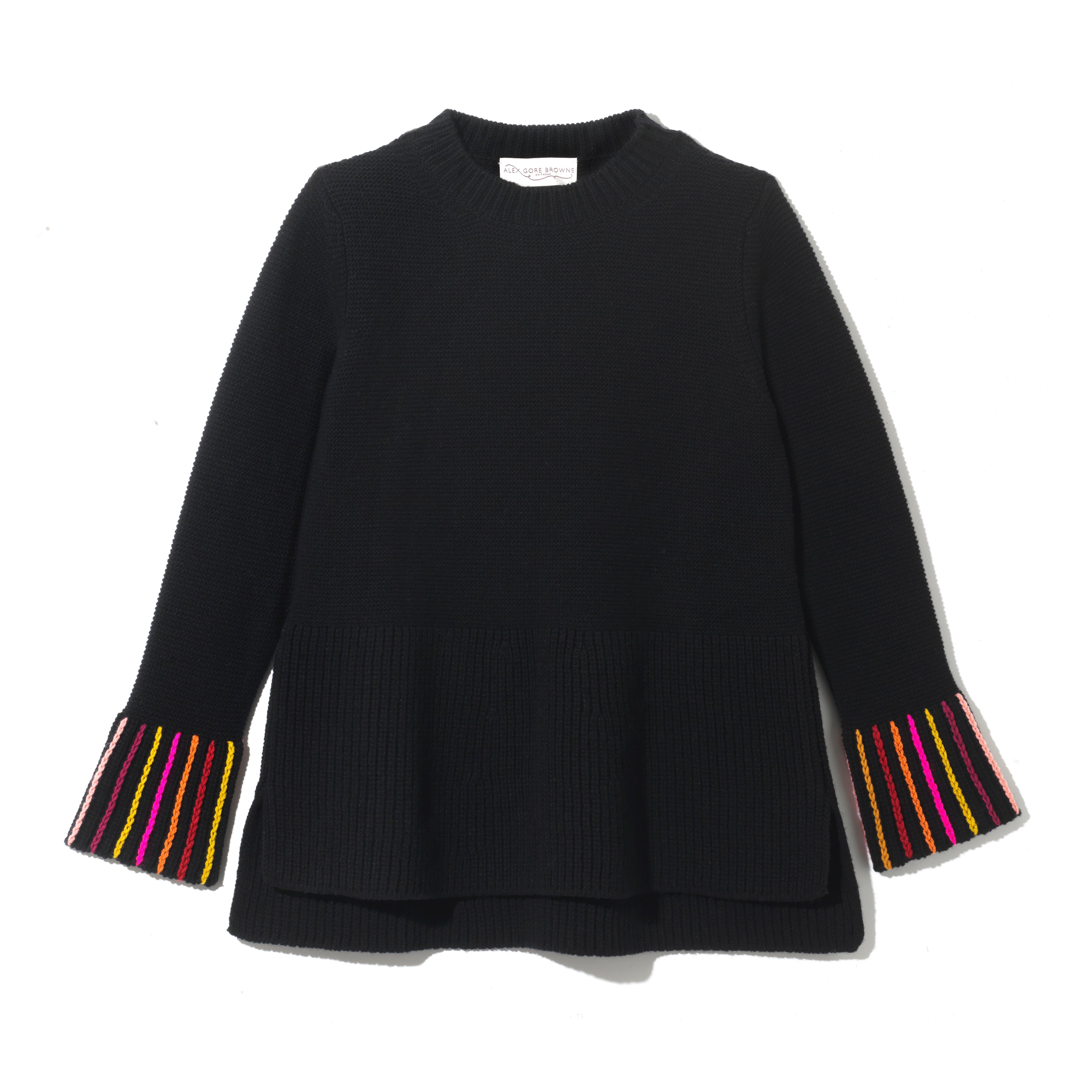 Teddy Sweater with Chain Stitch Cuff - Black