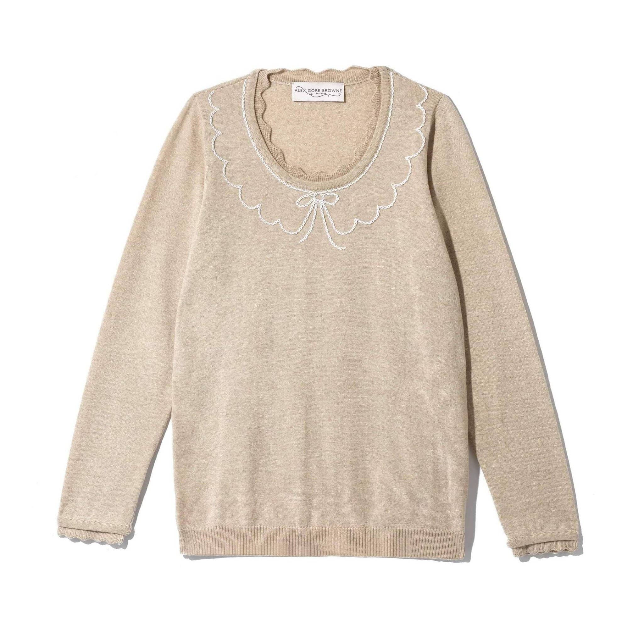 Peter Pan Collar Sweater - Beige