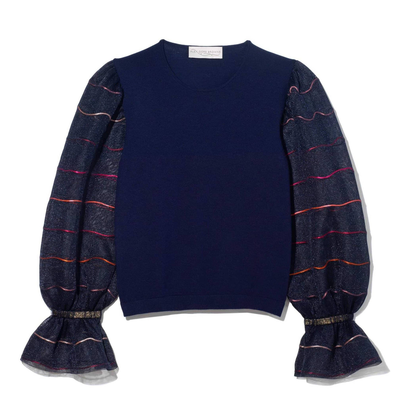 Navy Carousel Sweater - Satin Cord stripe