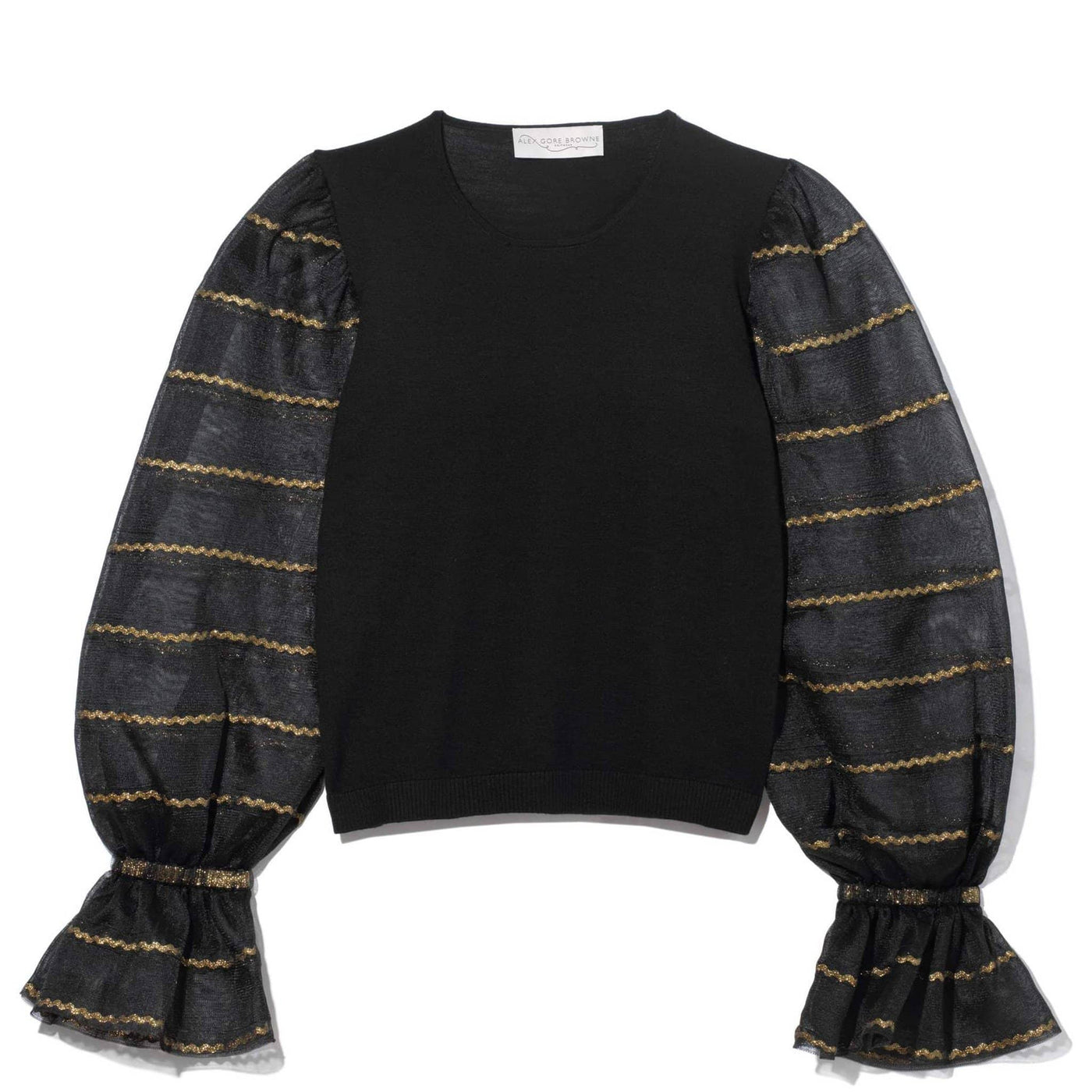 Black Carousel Sweater - Ric Rac Ribbon stripe