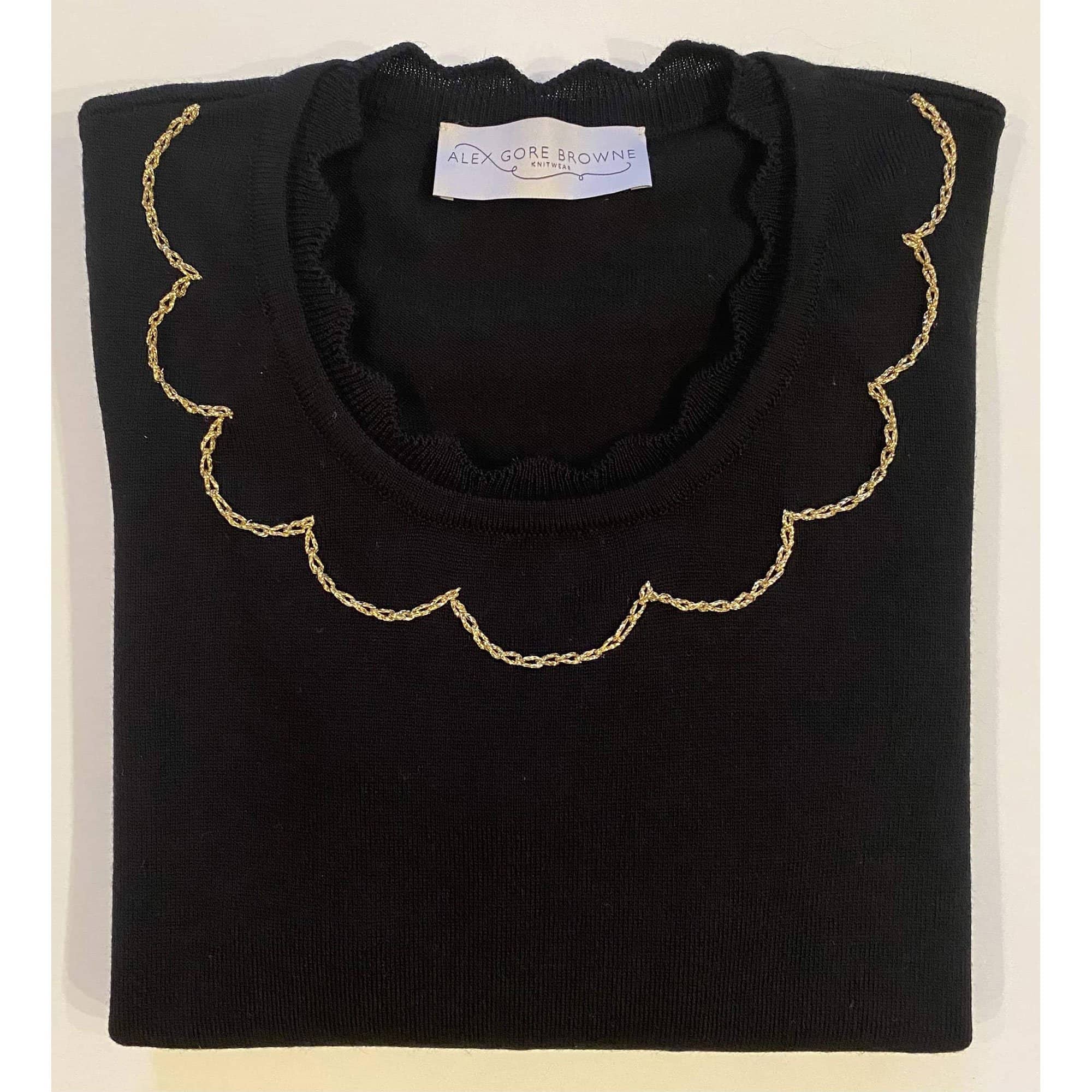 Scallop Collar Sweater - Black