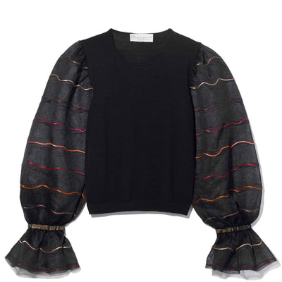 Black Carousel Sweater - Satin Cord stripe