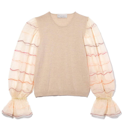 Beige Carousel Sweater - Satin Cord stripe