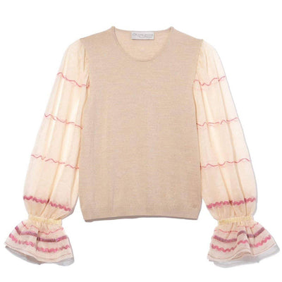 Beige Carousel Sweater - Multi Ribbon stripe