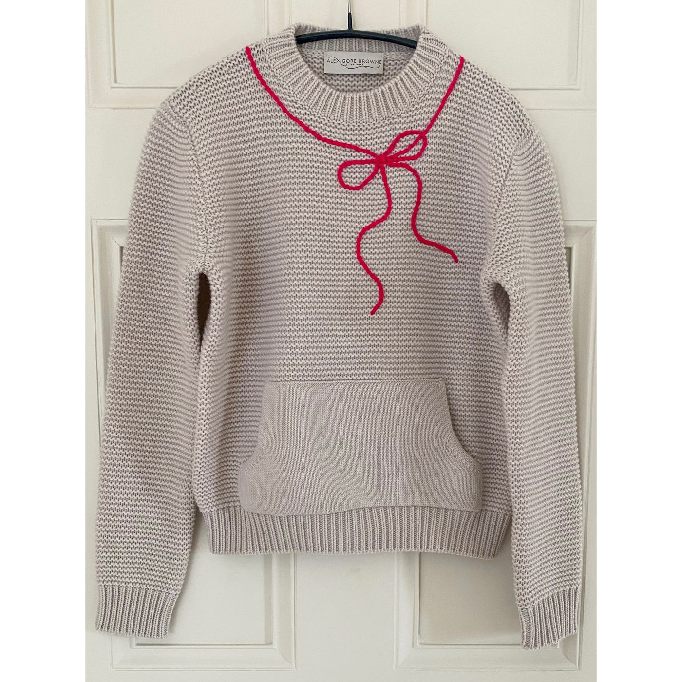 Saturday Sweater with Shoe Lace Bow - Palest Pebble