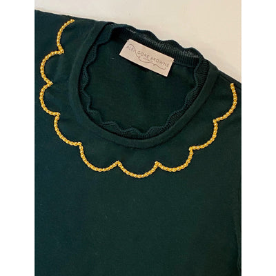 Beaded Scallop Collar Sweater - Forest Green