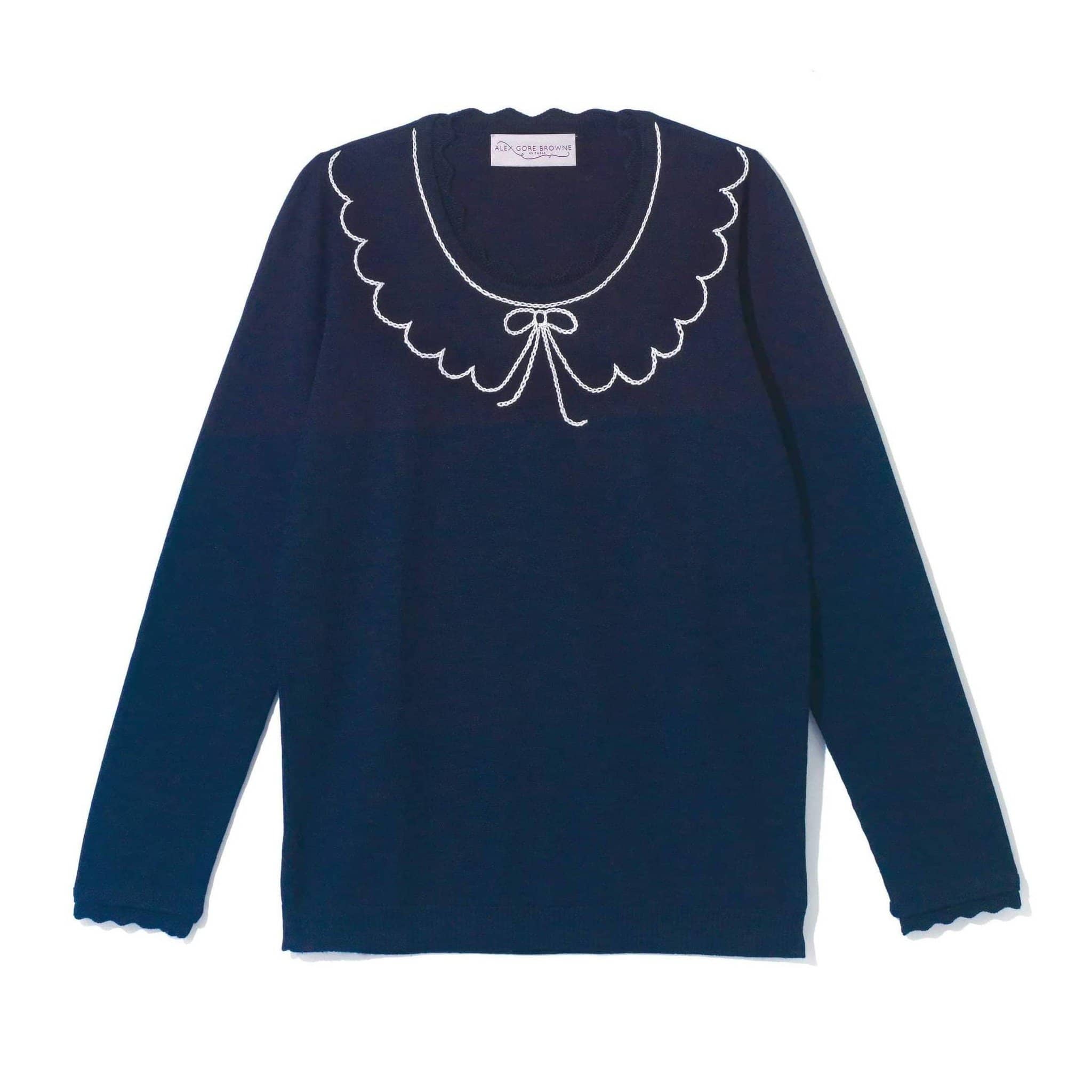 Peter Pan Collar Sweater - Navy