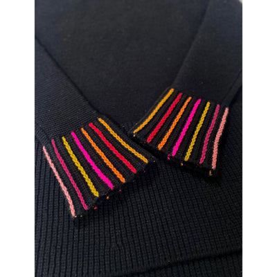 Teddy Sweater with Chain Stitch Cuff - Black