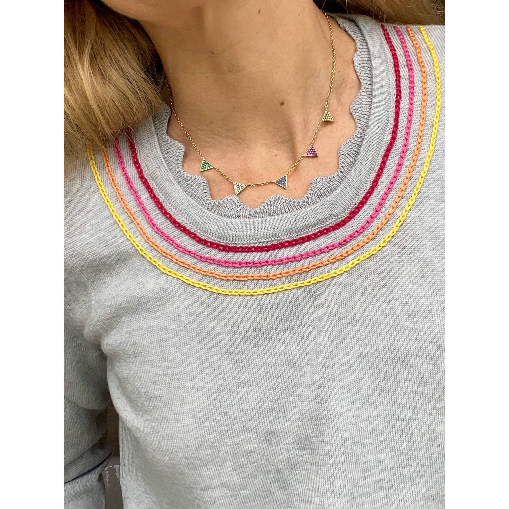 Chain Stitch Sweater - Pink