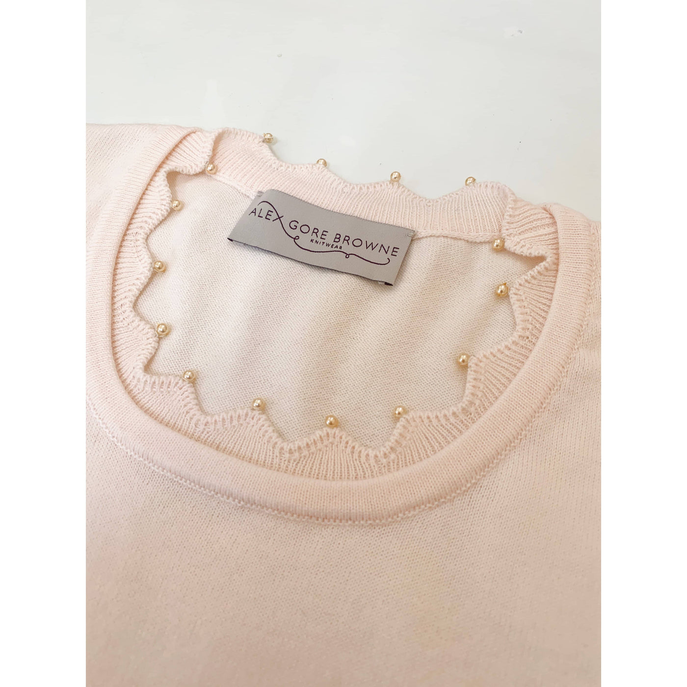 Cotton Sweater (pearl bead trim)