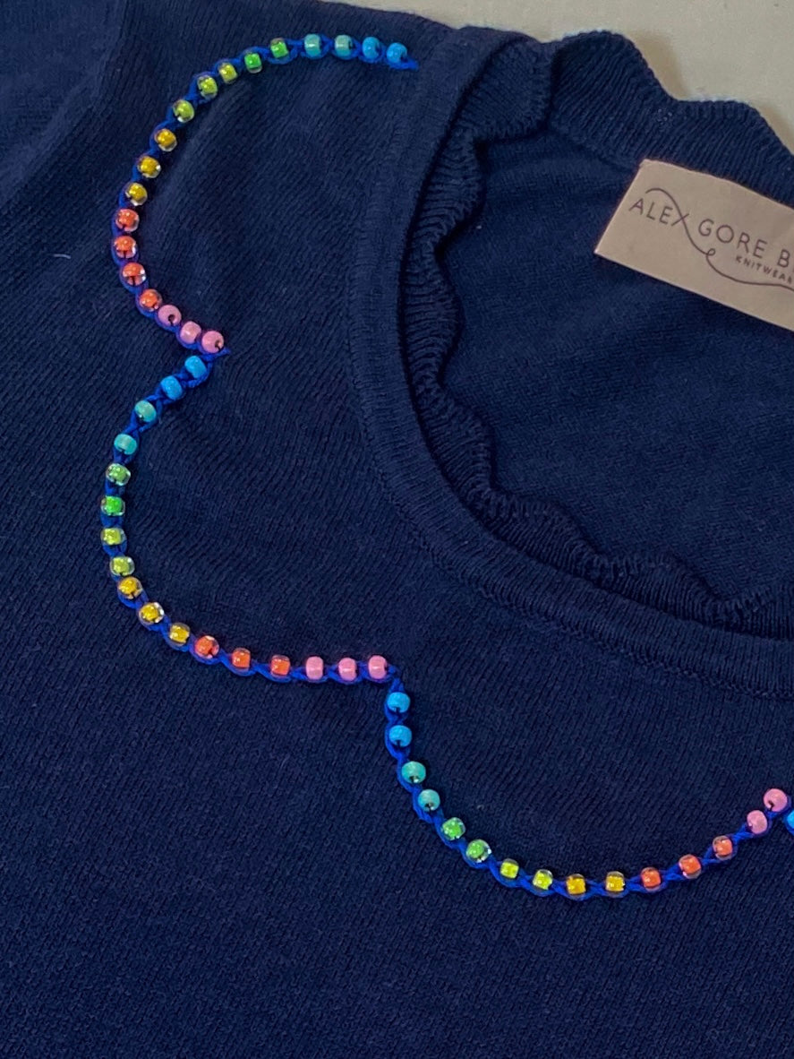 Cotton Rainbow Sprinkles Sweater - Navy