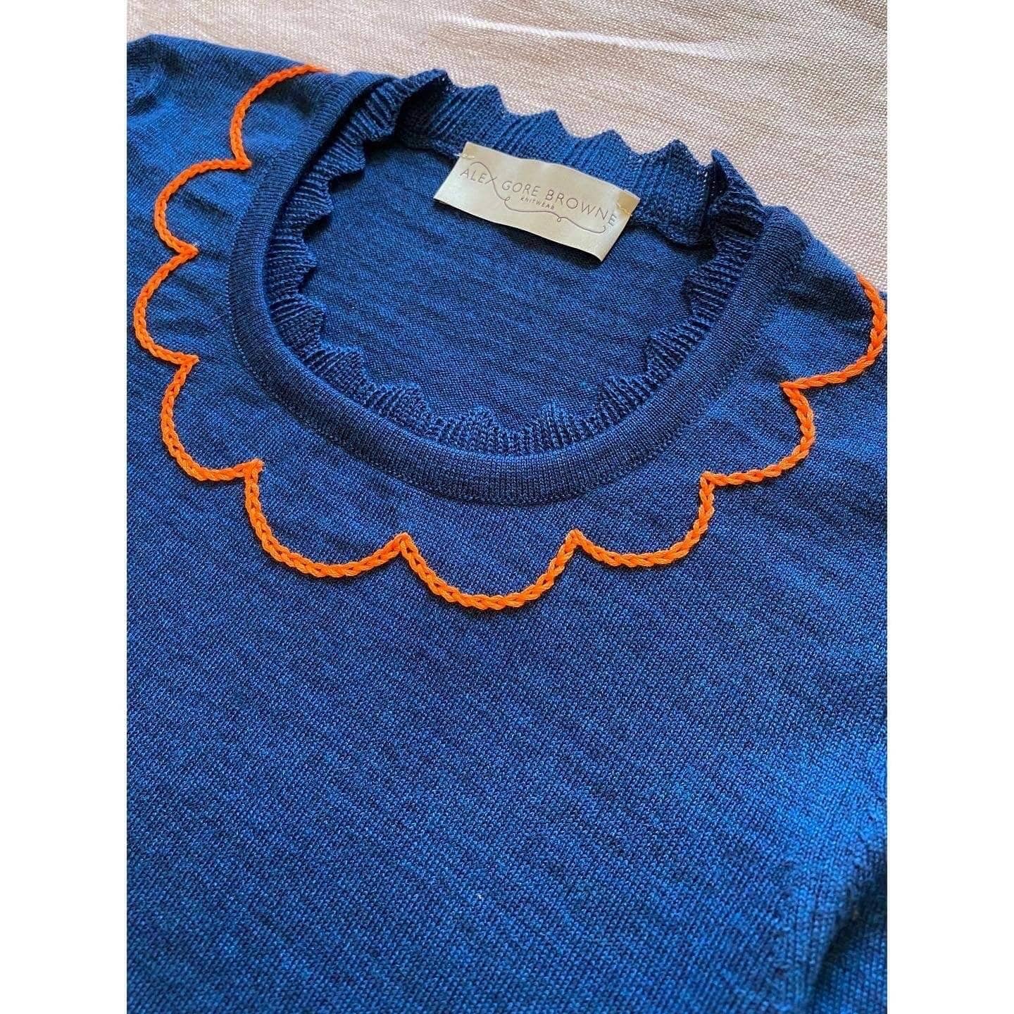 Petrol Blue Scallop Collar Sweater