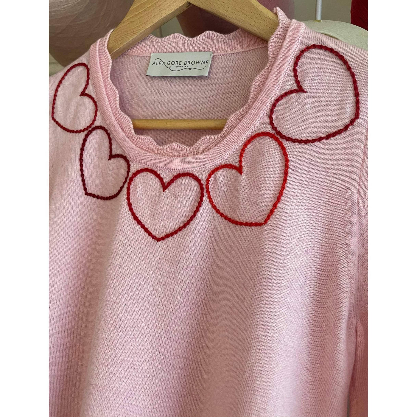 Pink/Red Stitch Heart Sweater