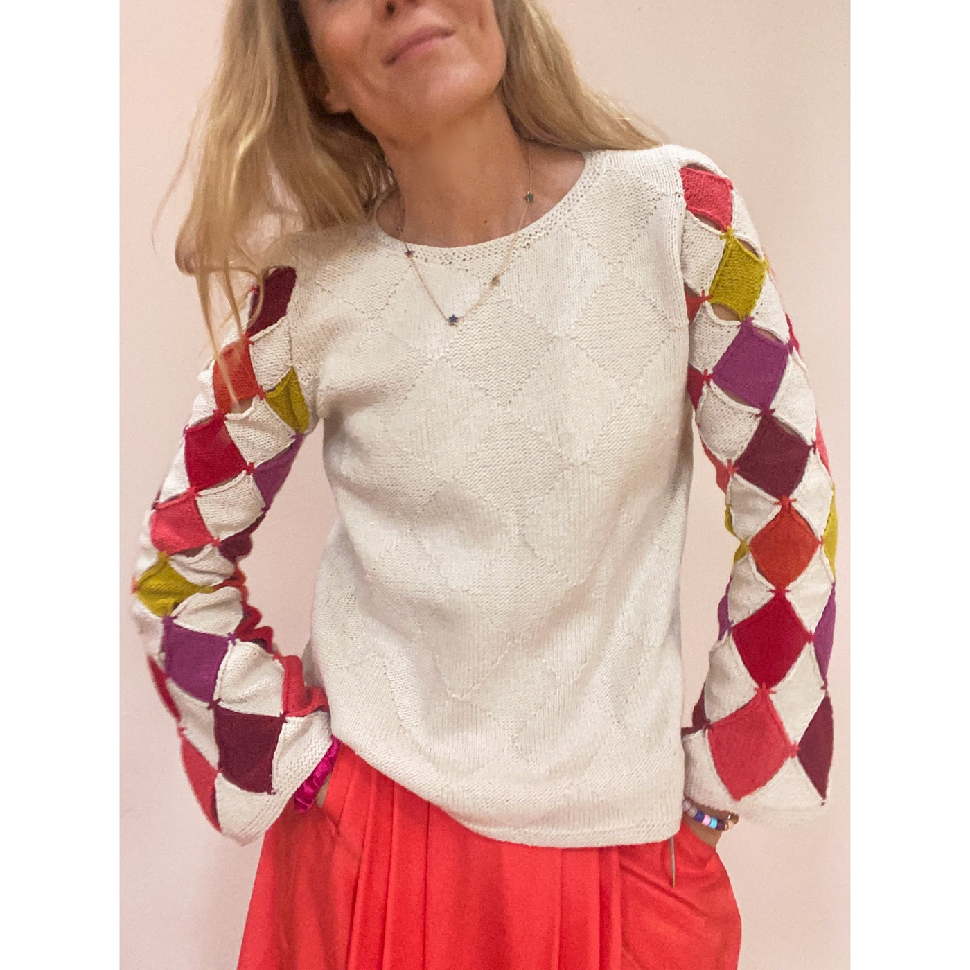 Harlequin Hand Knit - Multi Colour Sleeve